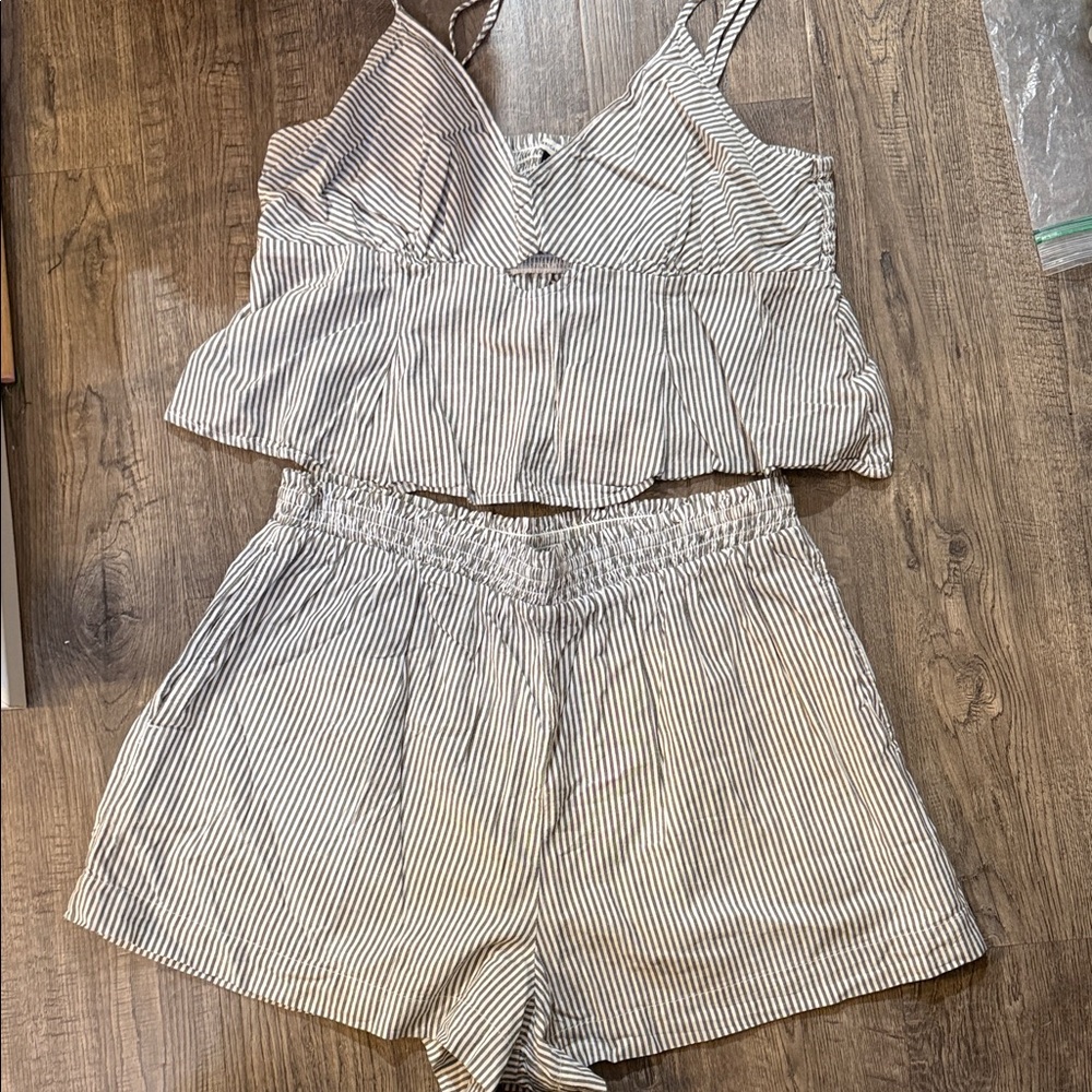 American Eagle Outfitters Striped Two-Piece Set in Black and White